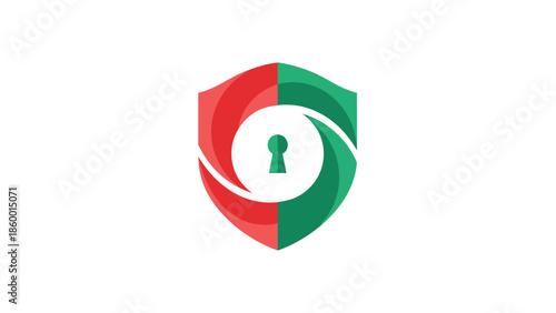 Creative shield logo with keyhole, security and protection concept.
