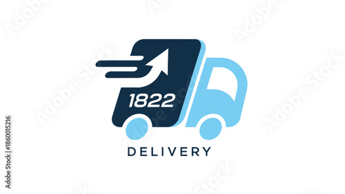 Delivery service logo featuring a truck with an upward arrow and the number 1822, representing fast and reliable transport.