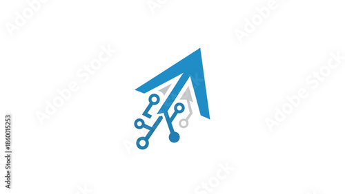 Blue arrow logo representing technological advancement and innovation in the digital world.