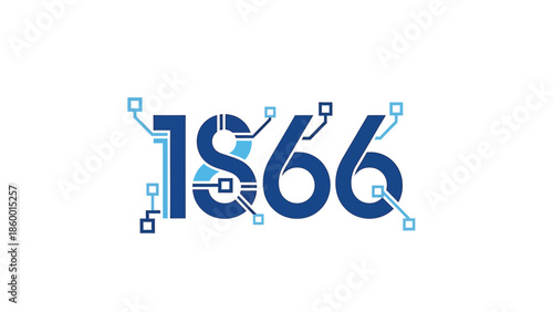 Digital representation of the year 1866, showcasing technological advancements and innovation.