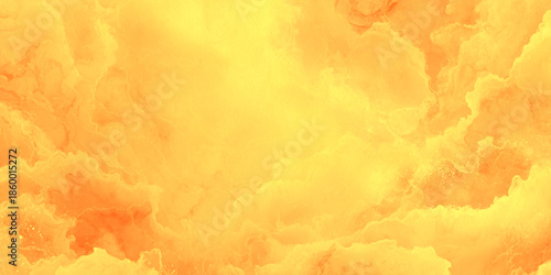 A vibrant and swirling abstract background of warm orange and golden yellow hues resembling smoke or clouds