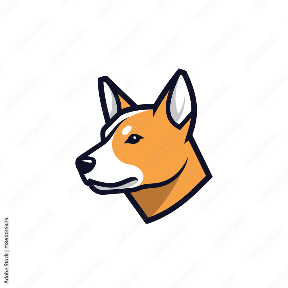 Fototapeta premium Dogs head profile with alert expression and focused gaze, illustration style.