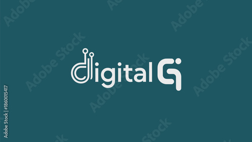 Digital G logo design featuring a modern and technological aesthetic on a teal background.