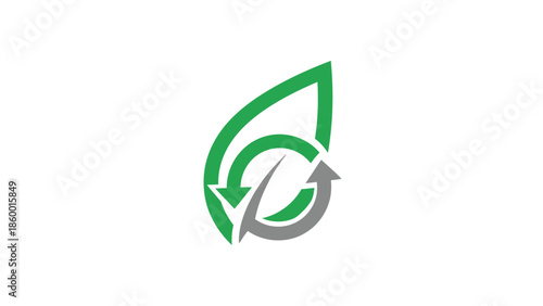 Green leaf with recycling arrows, representing environmental sustainability and conservation efforts.