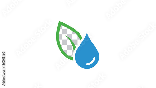 Eco-friendly water droplet and leaf symbol representing nature and sustainability.