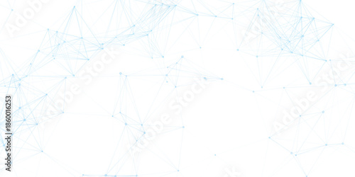 Blue network. futuristic connection technology background with dots and lines for desktop. Structure molecule and communication. Template for science and technology presentation, Vector illustration.
