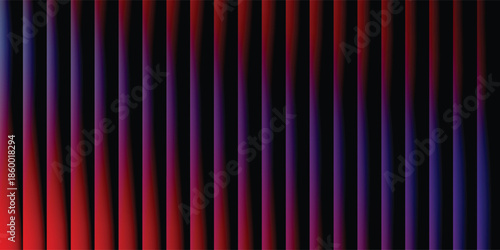 Abstract geometric pattern of vertical stripes in a gradient of deep blues and purples, transitioning to a vibrant, fiery orange and red center. Modern, digital art.