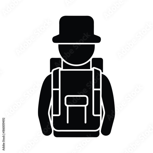 Backpack Traveler Silhouette Icon Vector Illustration