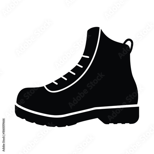 Hiking Boot Silhouette Icon Vector Illustration