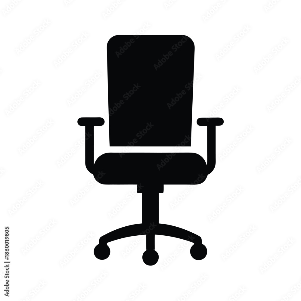 Fototapeta premium Office Chair Silhouette Icon Vector Illustration