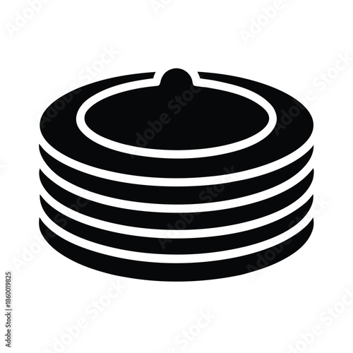 Pancake Stack Silhouette Icon Vector Illustration