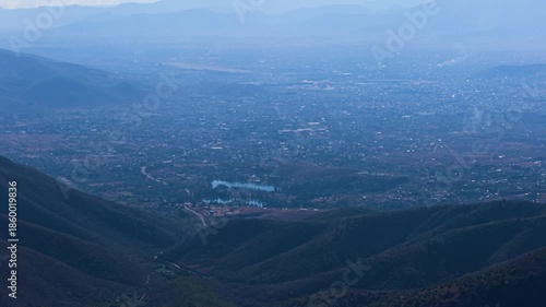 Scenic panorama of the Sierra Norte mountains in Oaxaca, Mexico