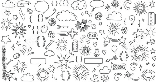 A collection of various doodles and sketches on a white background
