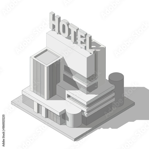 3D Model of Hotel Building Structure.