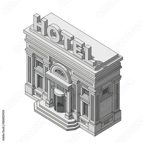 3D Model of Hotel Building Structure.