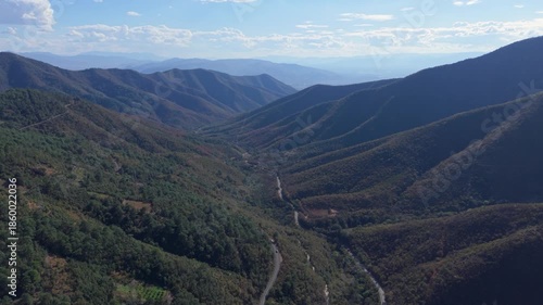 Scenic panorama of the Sierra Norte mountains in Oaxaca, Mexico