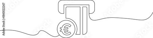 A minimalist line drawing of a euro coin and a column with a continuous line