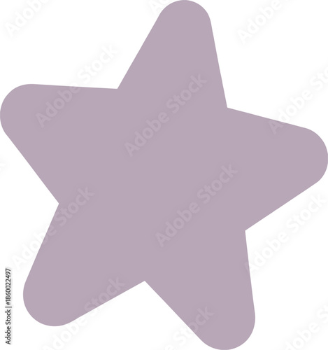 Simple Purple Star Shape with Rounded Corners on White Background lavender pastel