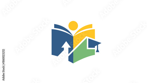 Education and knowledge concept with book and graduation cap, learning and growth.