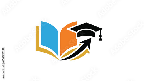 Education and knowledge concept with book and graduation cap.
