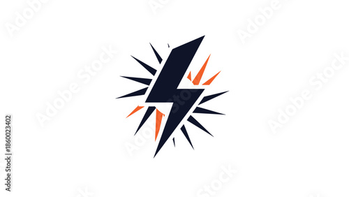 Electric energy symbol with radiating lines representing power and innovation.