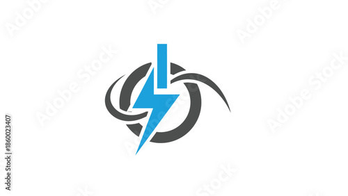 Electric power logo design with a lightning bolt and a circular shape.