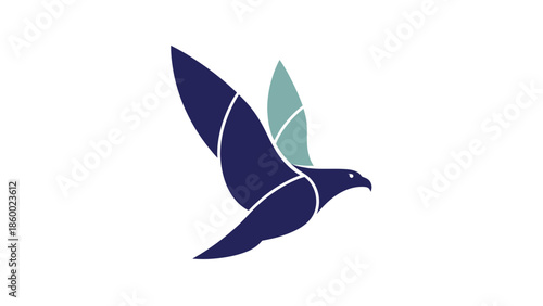 Elegant bird logo soaring through the sky with outstretched wings, modern design.