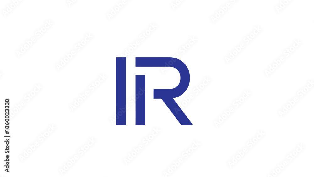 Fototapeta premium Elegant blue IR logo design on a clean white background, simple and modern.