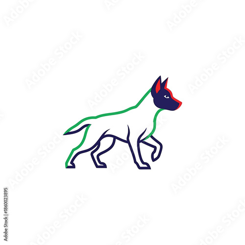 Elegant dog silhouette in motion, showcasing sleek design and vibrant colors.