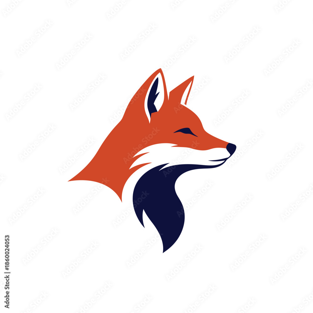 Obraz premium Elegant fox head profile logo design, perfect for branding and identity.