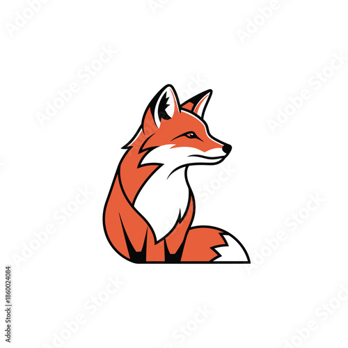 Elegant fox illustration showcasing vibrant orange fur and attentive gaze, side profile.