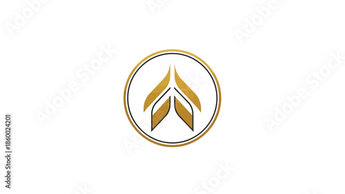 Elegant golden logo design featuring upward arrows within a circle, representing growth and progress.