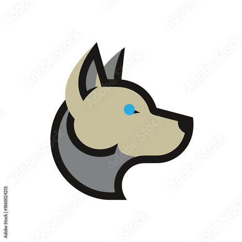 Elegant profile of a wolfs head, showcasing its focused gaze and sharp features.