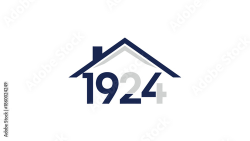 Elegant house logo design with the number 1924, perfect for real estate and construction.