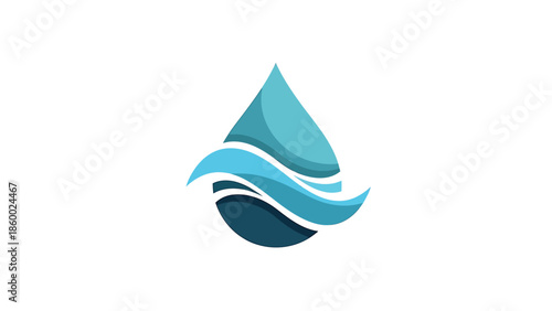 Elegant water droplet logo with wavy lines representing purity and freshness.