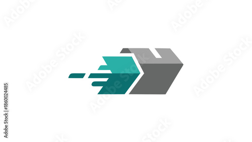 Fast delivery service logo design with a box and arrow concept.