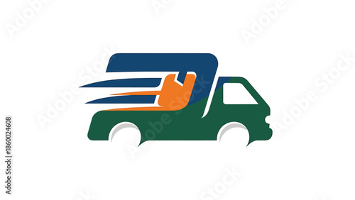 Fast delivery truck logo design, representing quick and efficient transport services.