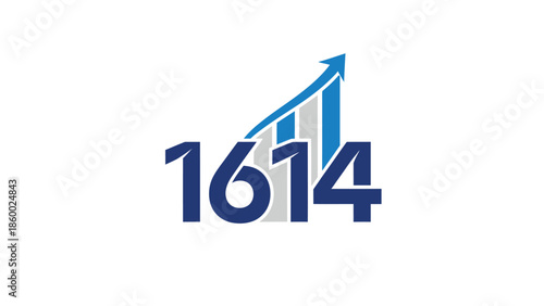 Financial growth concept with the number 1614 and an upward arrow.