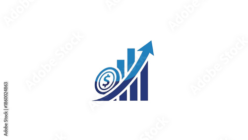 Financial growth and investment concept with upward arrow and dollar sign.