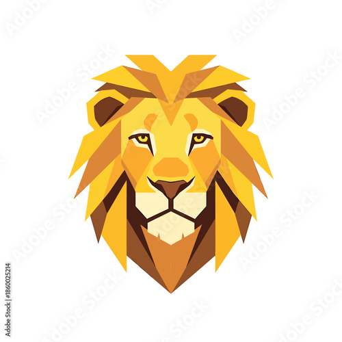 Geometric Lion Head Illustration - A Majestic and Artistic Representation.