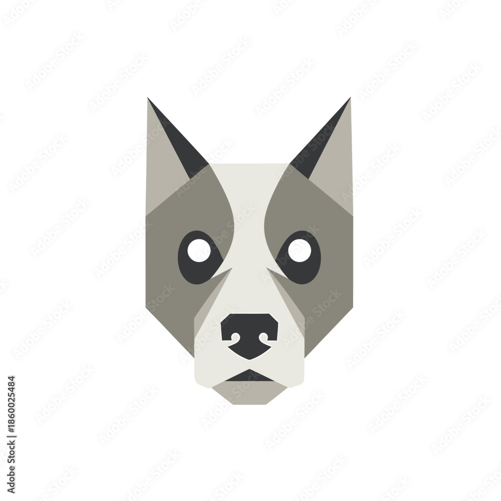 Fototapeta premium Geometric dog head illustration with a modern and minimalist design on white background.