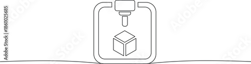 A 3D printer creates a cube in a modern industrial setting with innovative technology