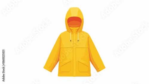 Bright yellow hooded jacket with zipper and drawstrings on a plain white background.