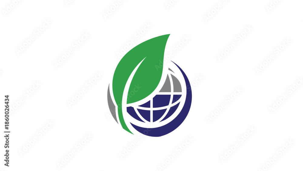 Fototapeta premium Eco-friendly globe with a green leaf representing environmental protection and sustainability.