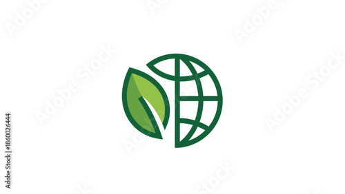 Green leaf and globe logo representing environmental protection and sustainability.
