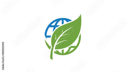 Green leaf and globe logo representing environmental protection and sustainability.