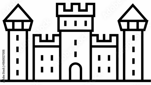 Medieval castle with towers and battlements