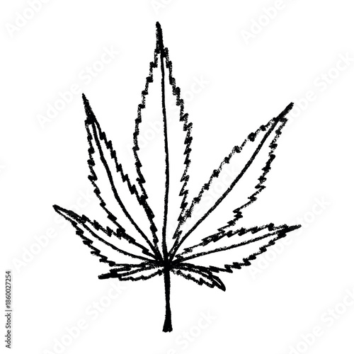 Hand drawn cannabis leaf Medicine marijuana Hemp leaves clipart in doodle style Single element for print, web, design, decor