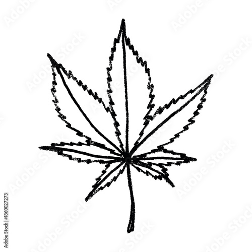 Hand drawn cannabis leaf Medicine marijuana Hemp leaves clipart in doodle style Single element for print, web, design, decor