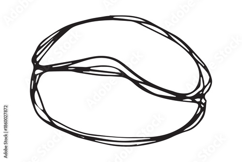 Hand drawn fresh roasted coffee bean Arabica robusta seed doodle Single element for print, web, design, decor